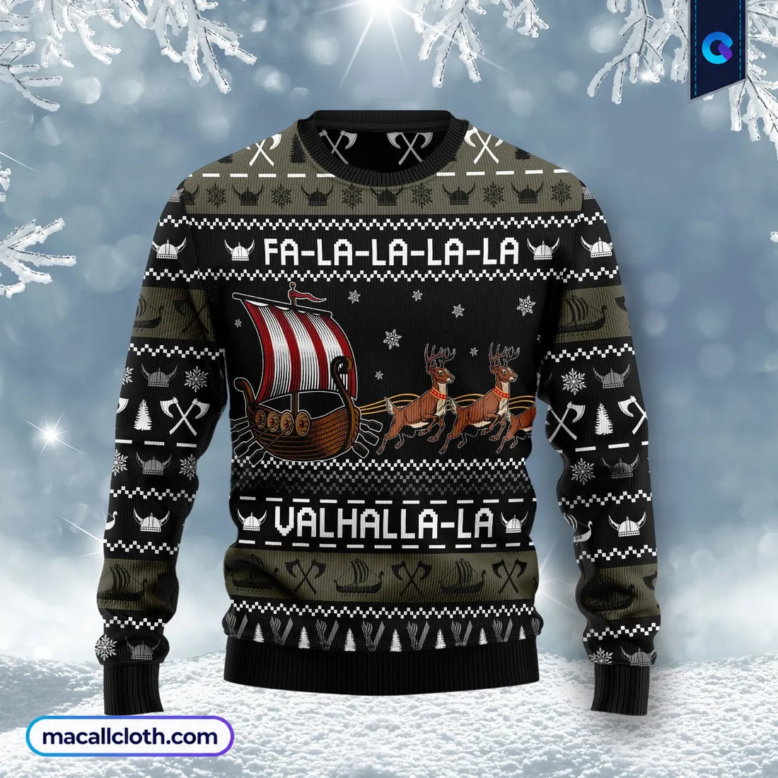 Fa-La-La-Valhalla Viking Ugly Christmas Sweater Fa-La-La-Valhalla Viking Ugly Christmas Sweater