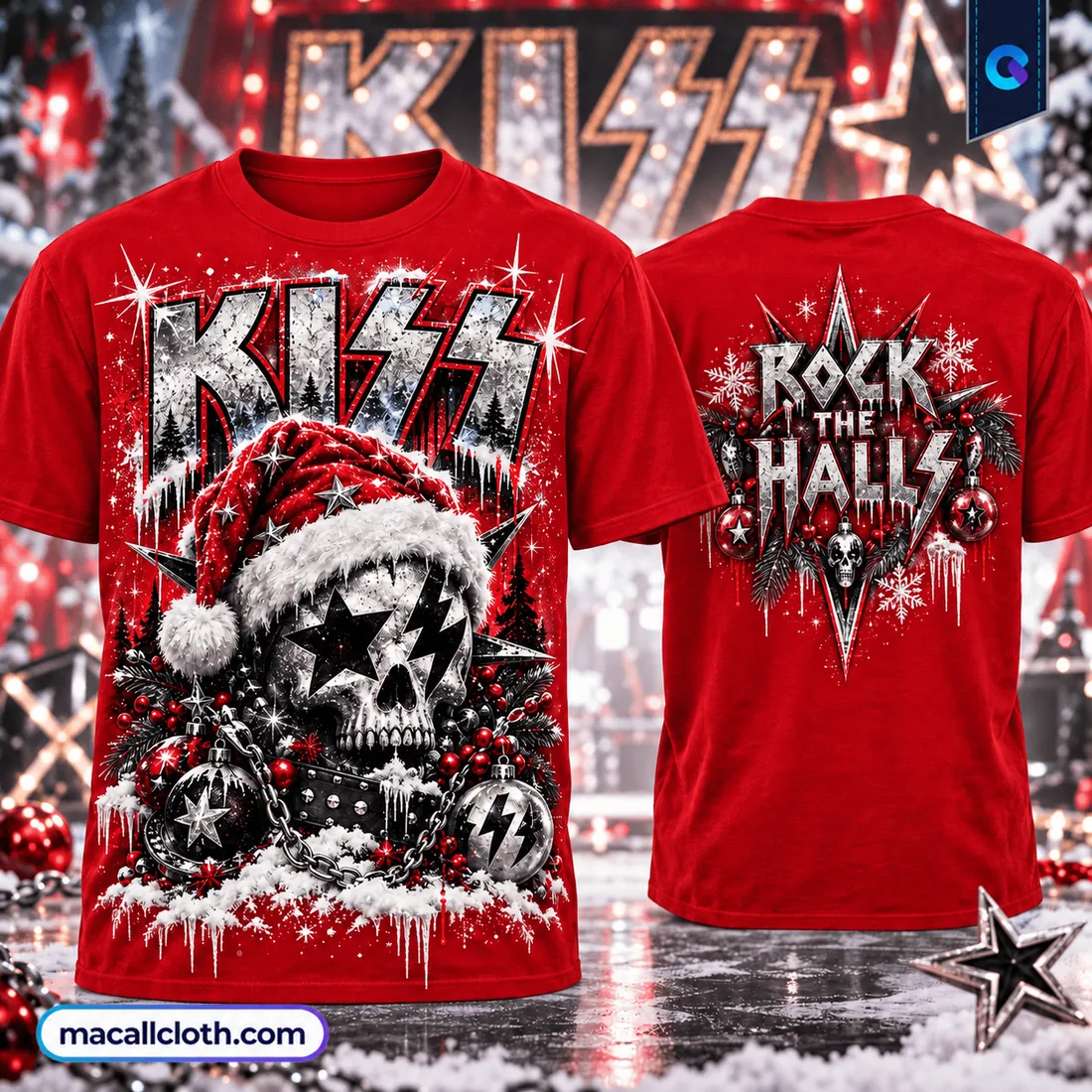 KISS Rock The Halls Christmas Red Shirt KISS Rock The Halls Christmas Red Shirt
