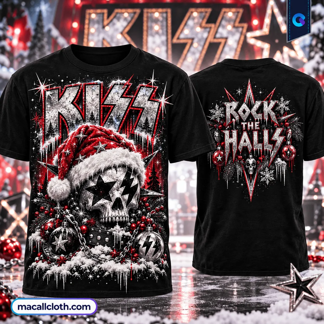 KISS Rock The Halls Christmas Red Shirt KISS Rock The Halls Christmas Red Shirt