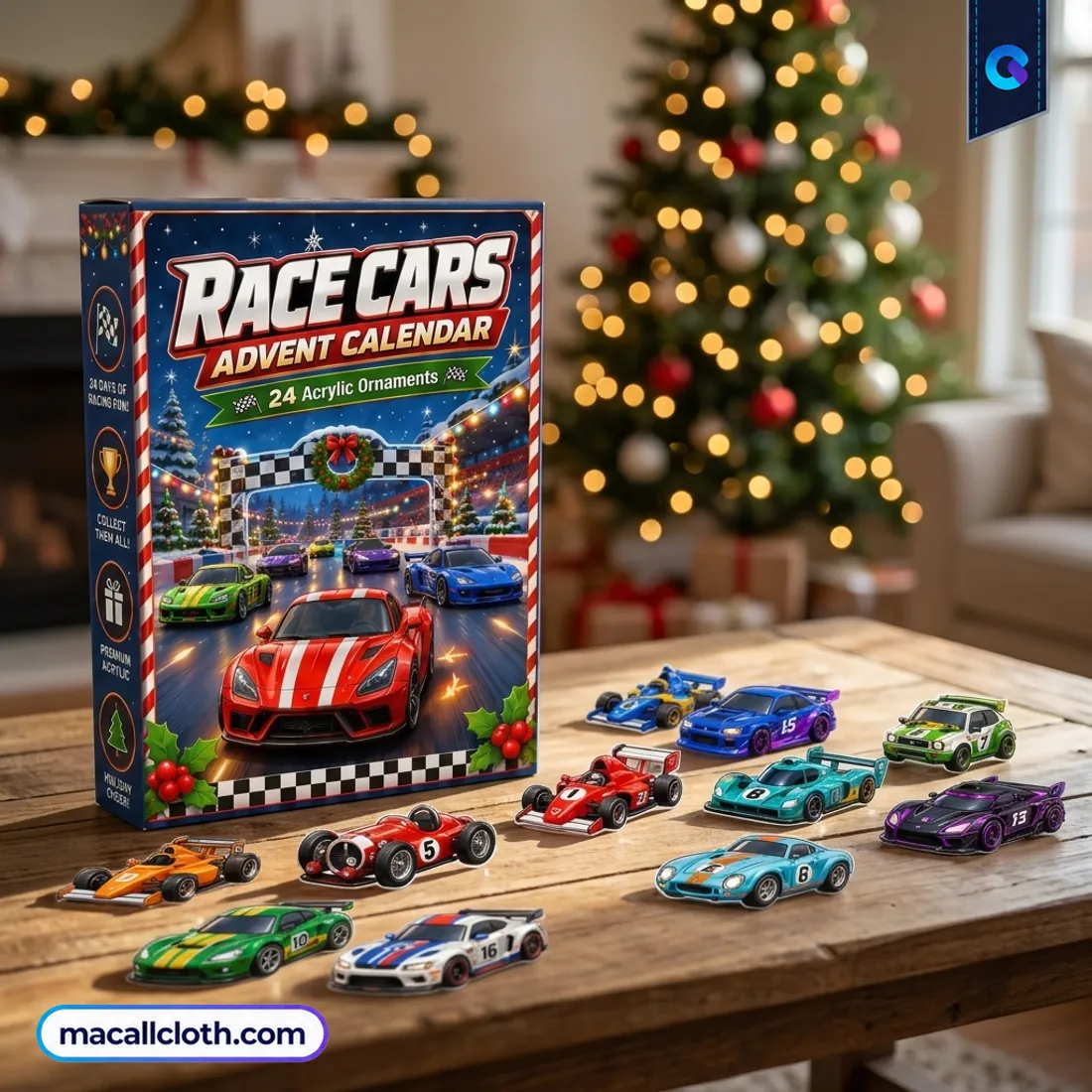 Race Cars Advent Calenda Acrylic Ornaments Race Cars Advent Calenda Acrylic Ornaments