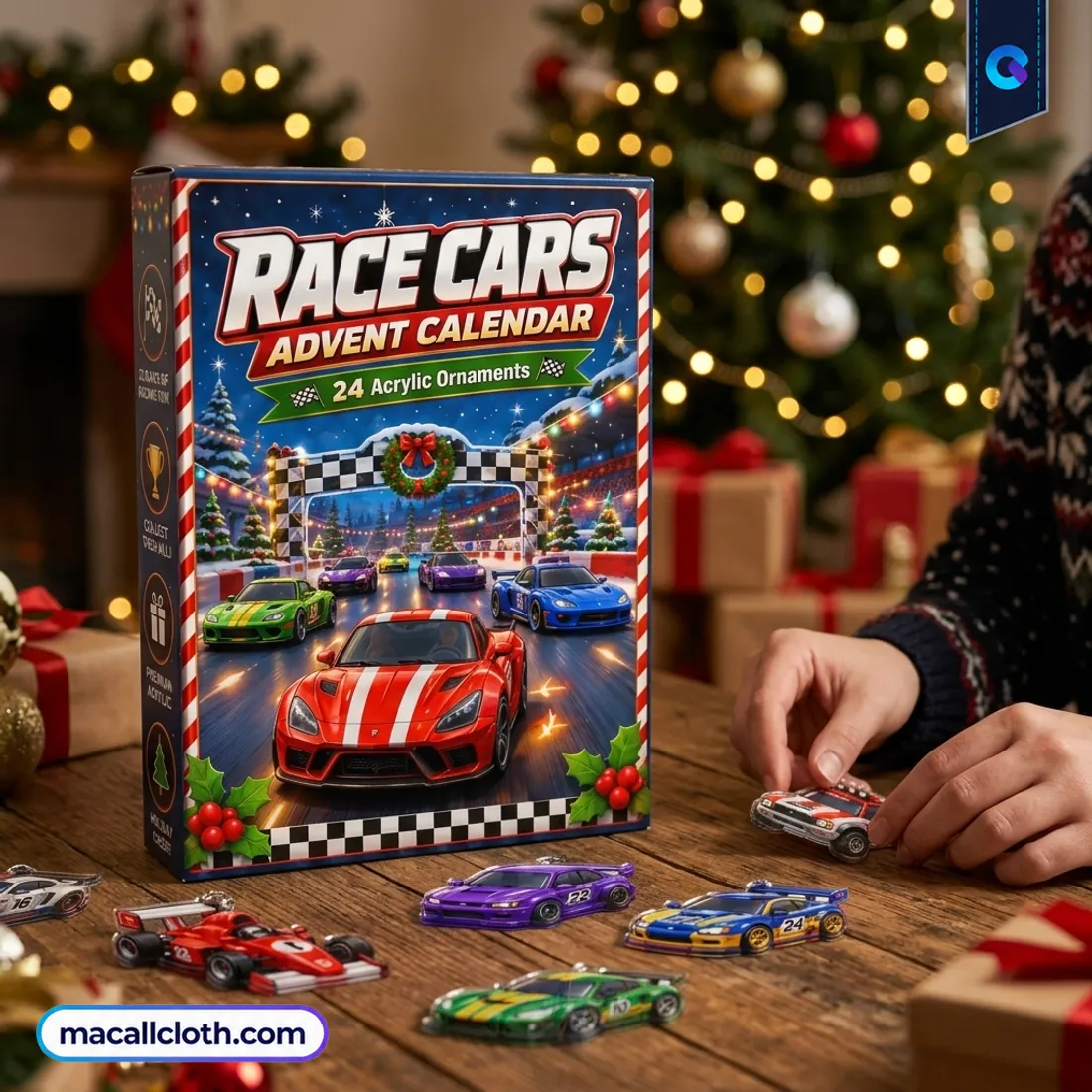Race Cars Advent Calenda Acrylic Ornaments Race Cars Advent Calenda Acrylic Ornaments