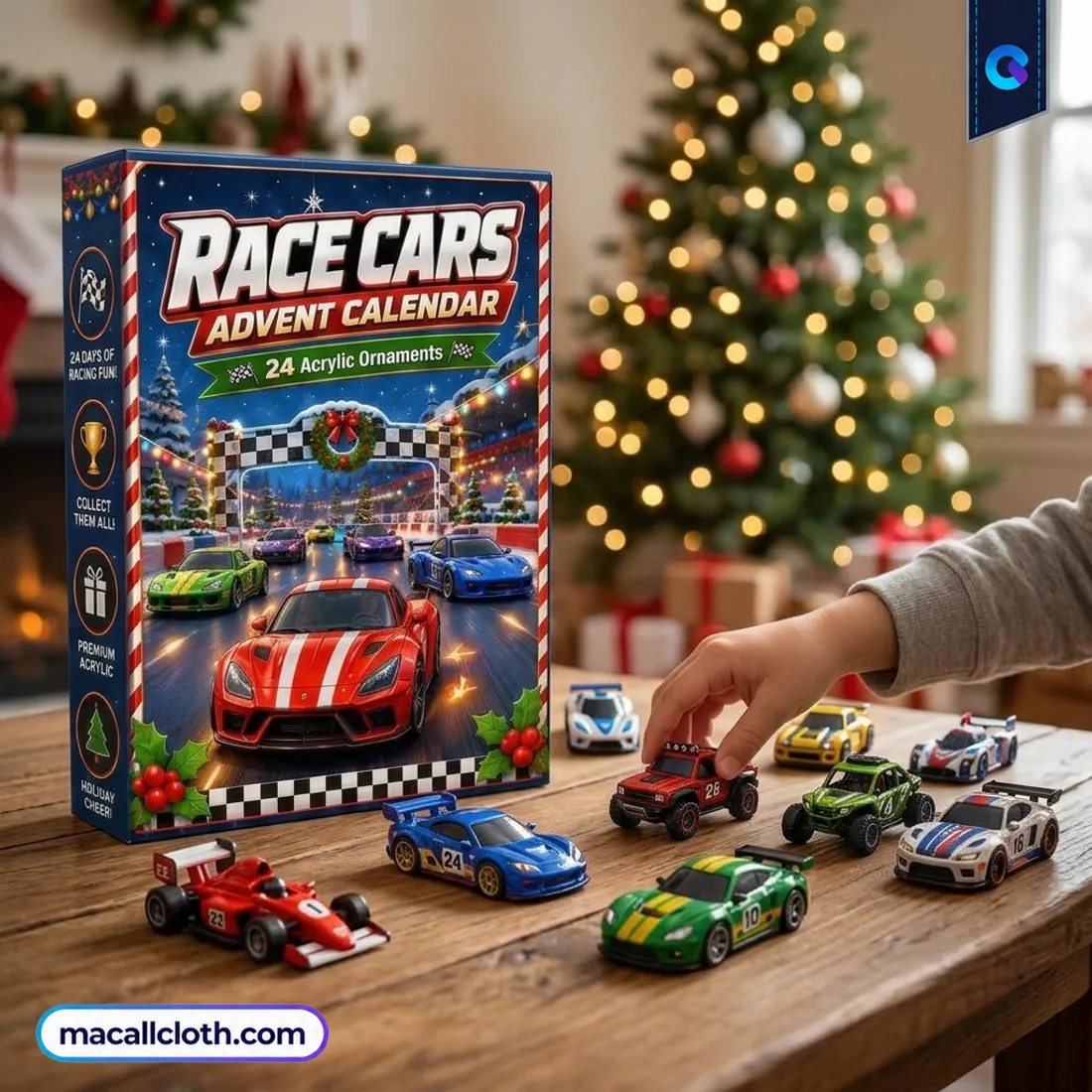 Race Cars Advent Calenda Acrylic Ornaments Race Cars Advent Calenda Acrylic Ornaments