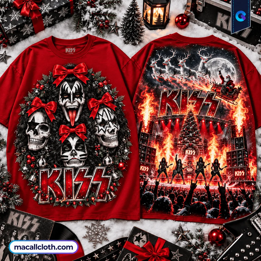 KISS Demon Christmas Fire Rock Band Shirt KISS Demon Christmas Fire Rock Band Shirt