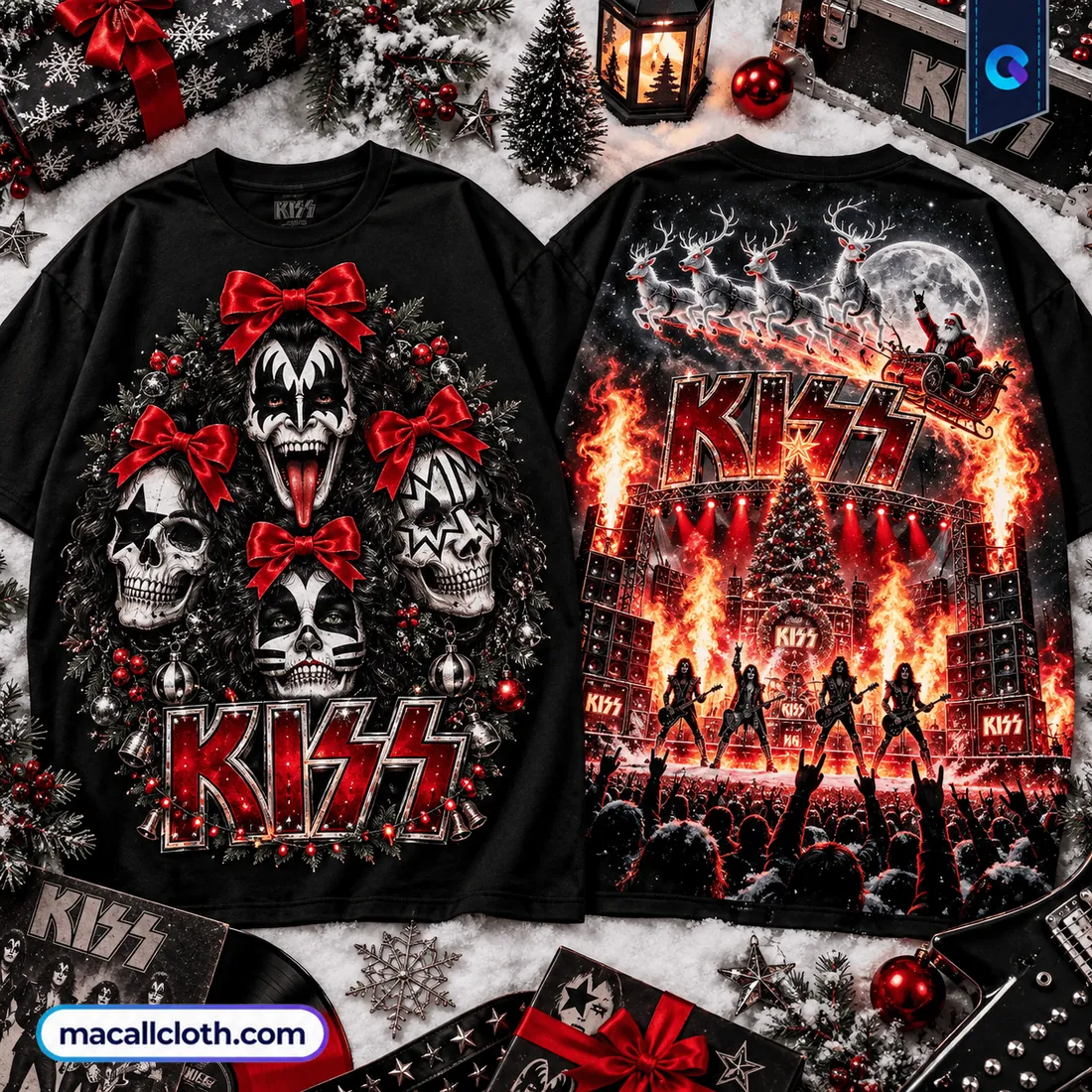 KISS Demon Christmas Fire Rock Band Shirt KISS Demon Christmas Fire Rock Band Shirt