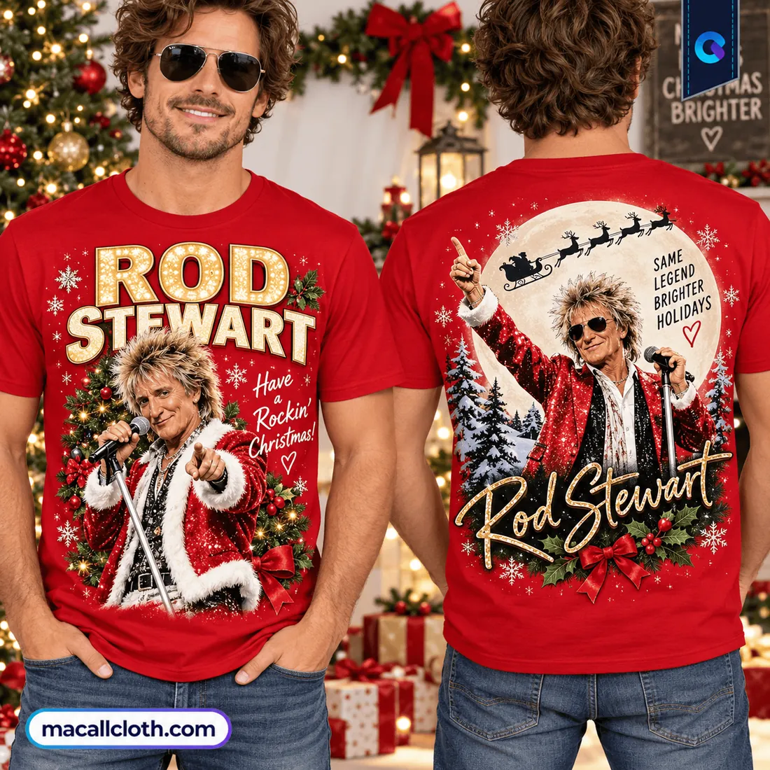 Rod Stewart Santa Holiday Red Shirt Rod Stewart Santa Holiday Red Shirt