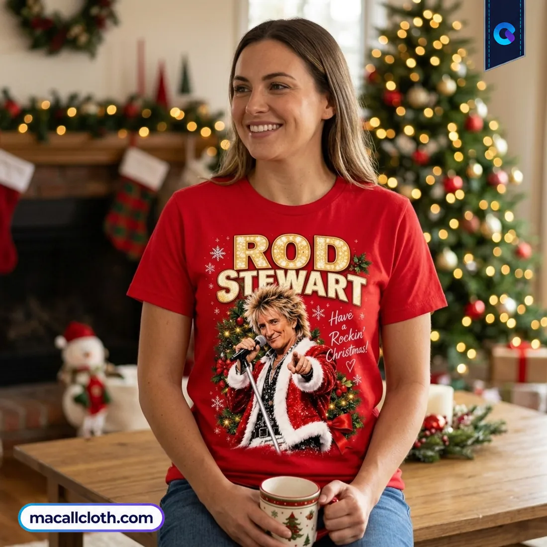 Rod Stewart Santa Holiday Red Shirt Rod Stewart Santa Holiday Red Shirt