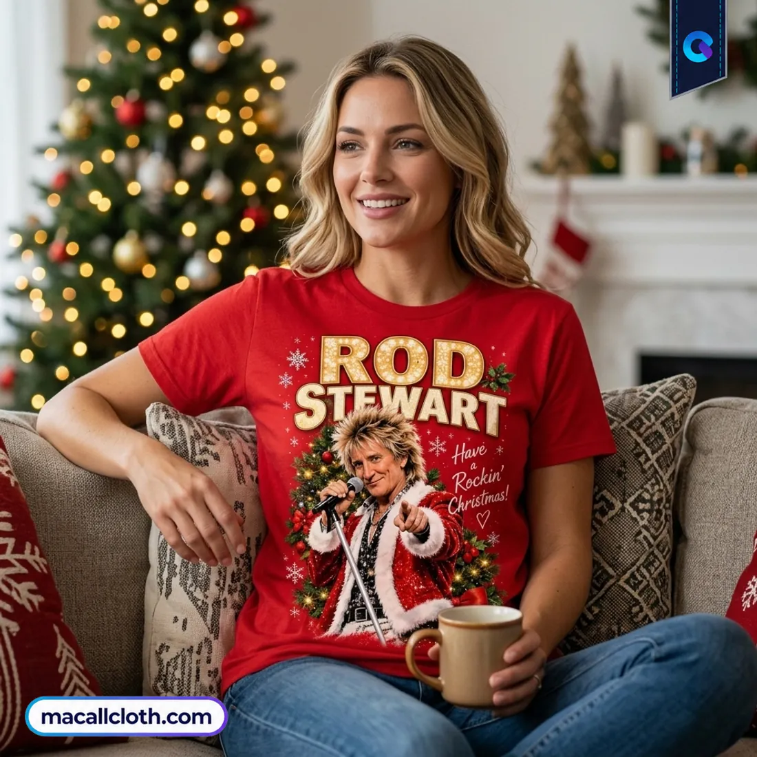 Rod Stewart Santa Holiday Red Shirt Rod Stewart Santa Holiday Red Shirt