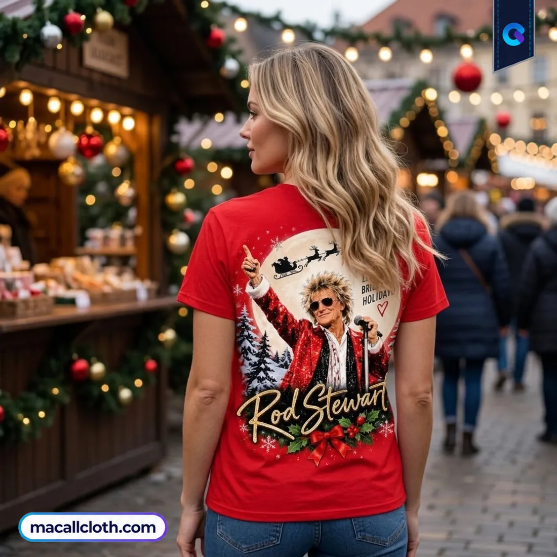 Rod Stewart Santa Holiday Red Shirt Rod Stewart Santa Holiday Red Shirt