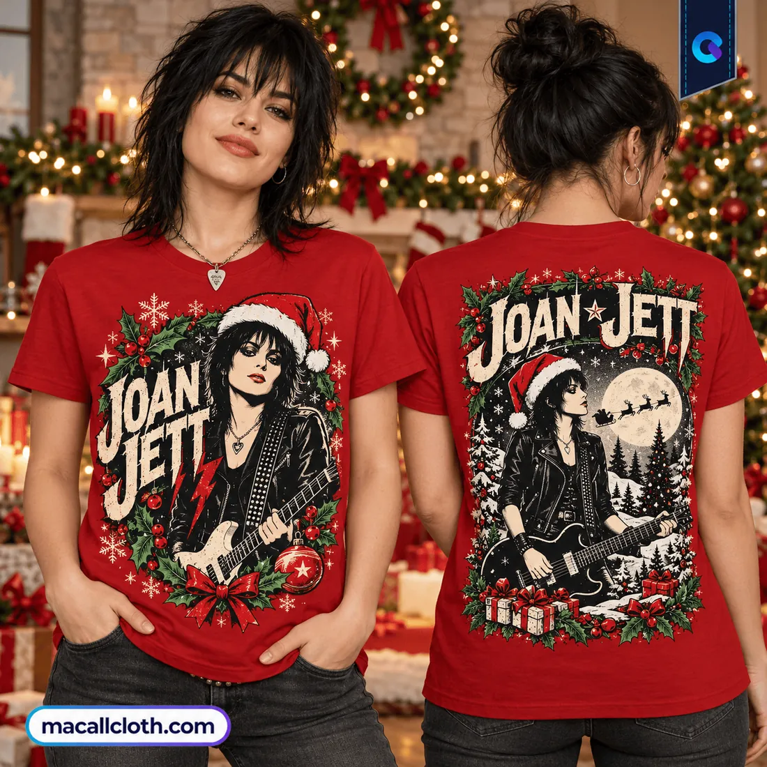 Joan Jett Christmas Wreath Red Shirt Joan Jett Christmas Wreath Red Shirt
