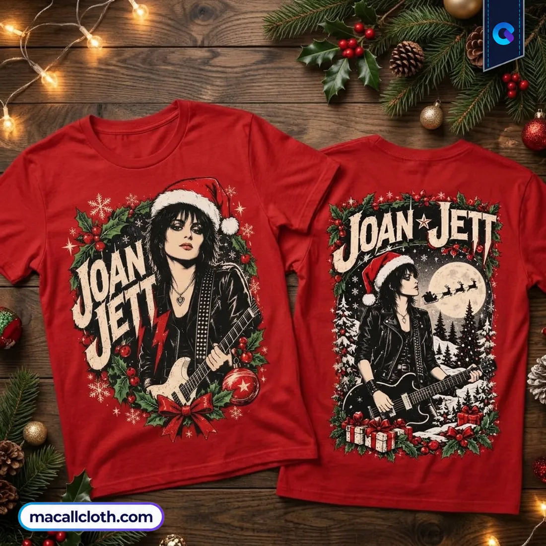 Joan Jett Christmas Wreath Red Shirt Joan Jett Christmas Wreath Red Shirt