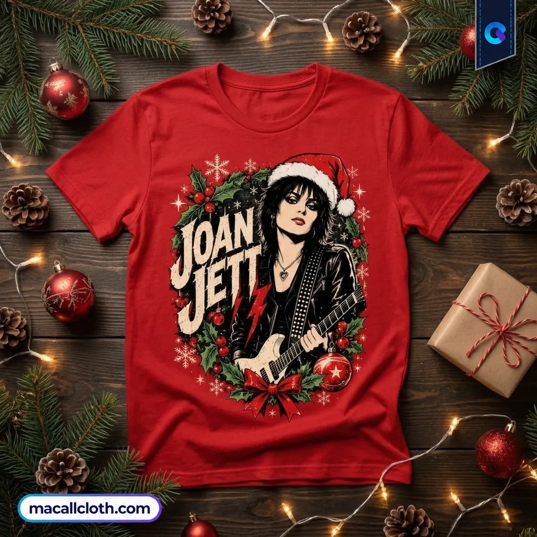Joan Jett Christmas Wreath Red Shirt Joan Jett Christmas Wreath Red Shirt