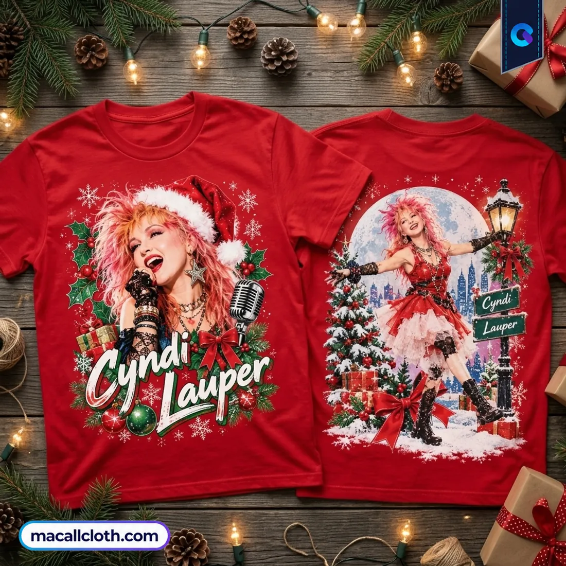 Cyndi Lauper Moonlit Holiday Red Shirt Cyndi Lauper Moonlit Holiday Red Shirt