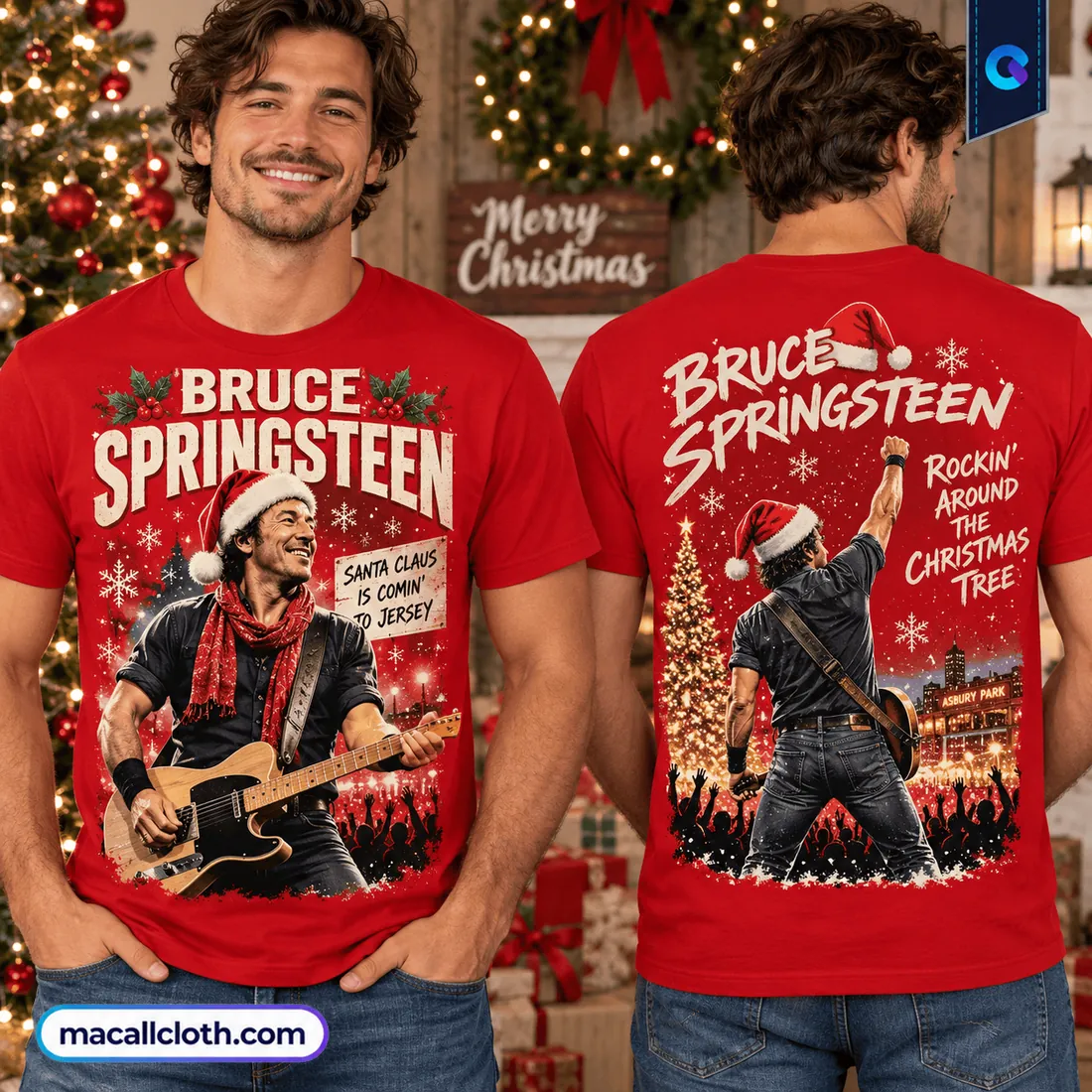 Bruce Springsteen Christmas Red Shirt Bruce Springsteen Christmas Red Shirt