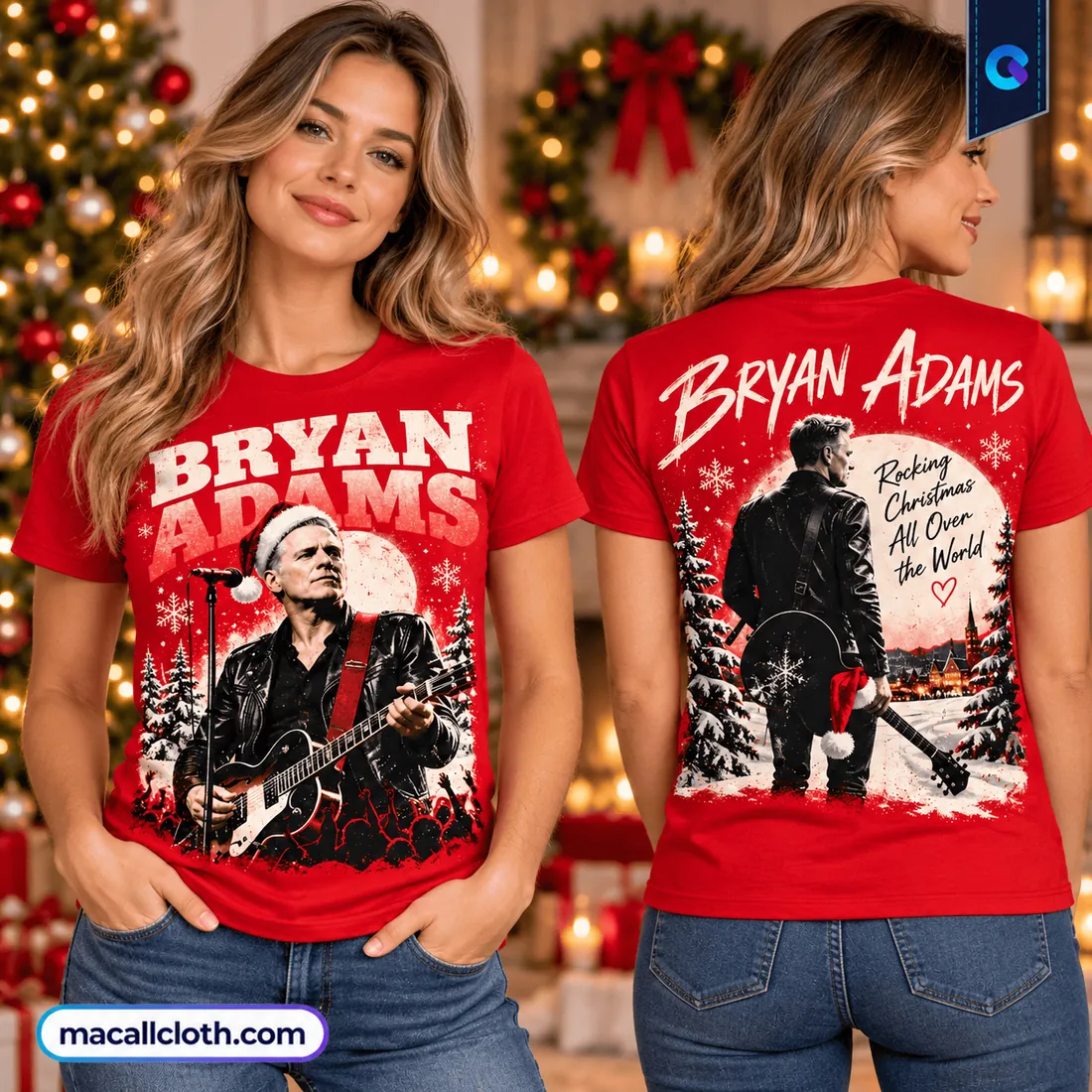 Bryan Adams Rocking Christmas Red Shirt Bryan Adams Rocking Christmas Red Shirt