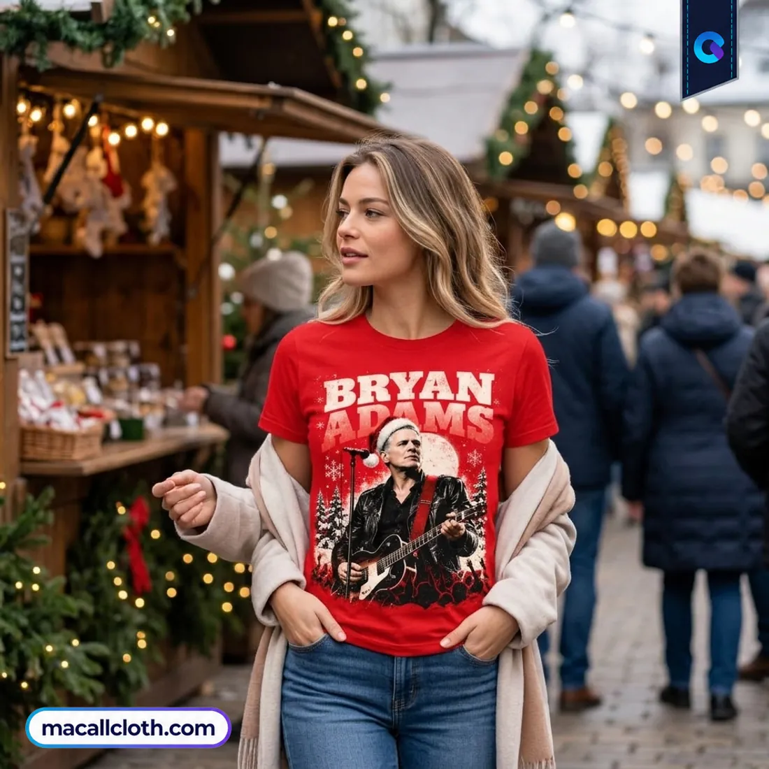 Bryan Adams Rocking Christmas Red Shirt Bryan Adams Rocking Christmas Red Shirt