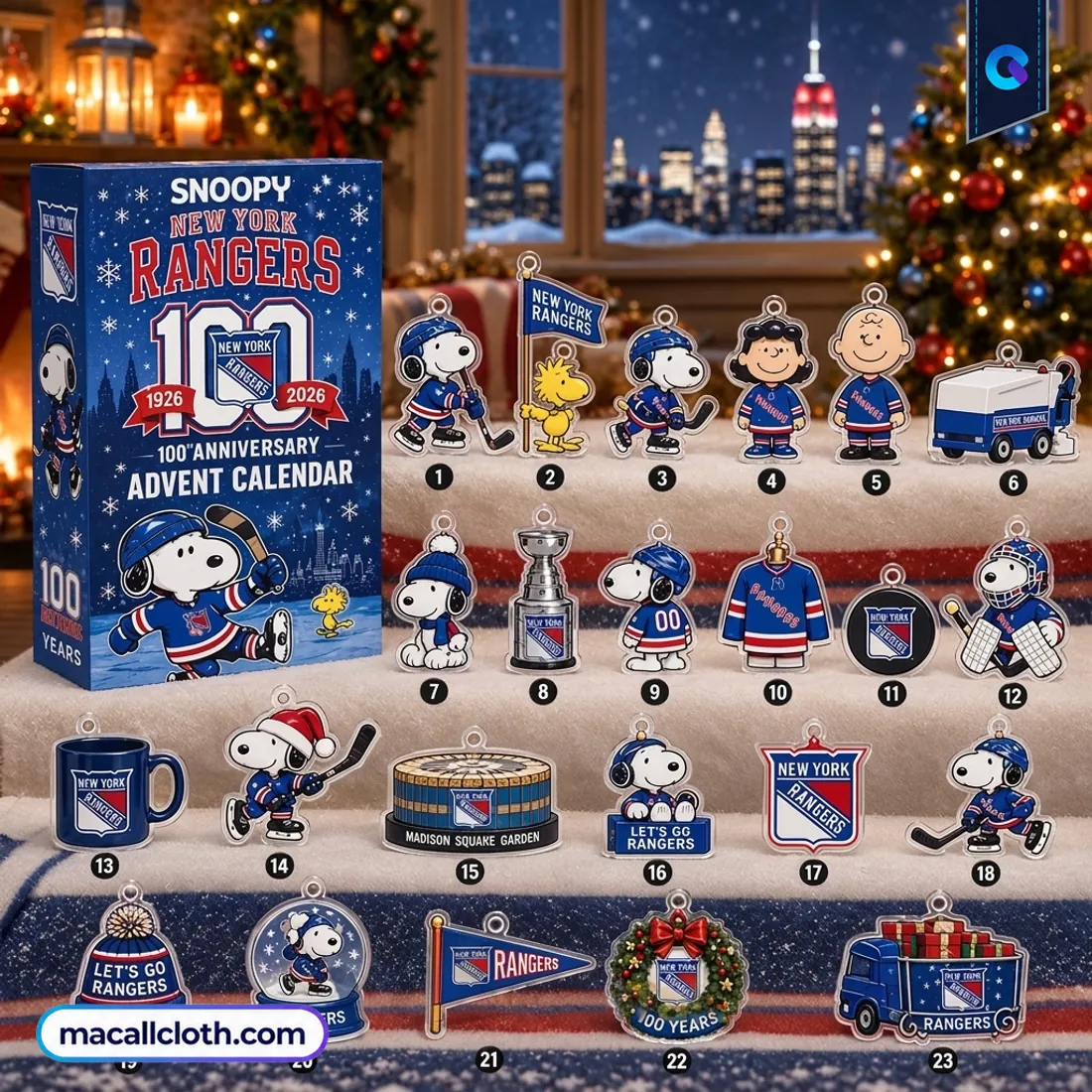 Snoopy New York Rangers 100th Anniversary Advent Calendar Snoopy New York Rangers 100th Anniversary Advent Calendar