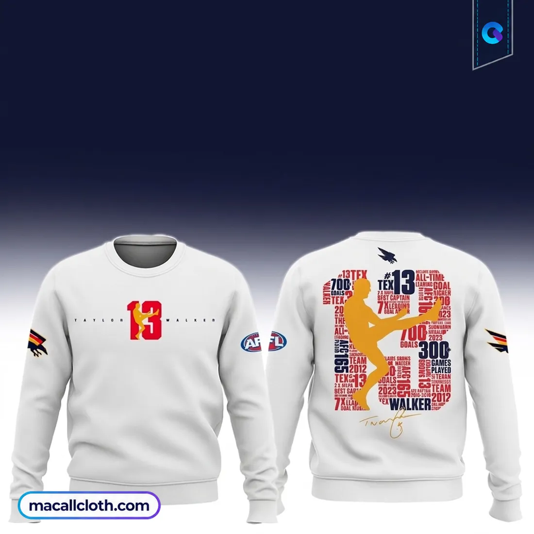 Adelaide Crows Taylor Walker White Hoodie Adelaide Crows Taylor Walker White Hoodie